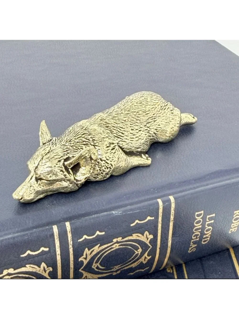 Brass Corgi Dog Figurine Lying Down Welsh Corgi Desk Decor Dog Lover Gift